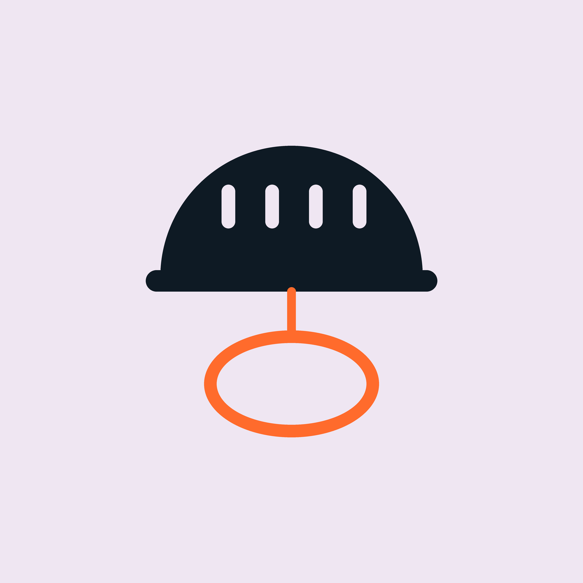 A helmet and a harness, drawn