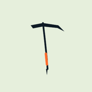 An ice axe, drawn